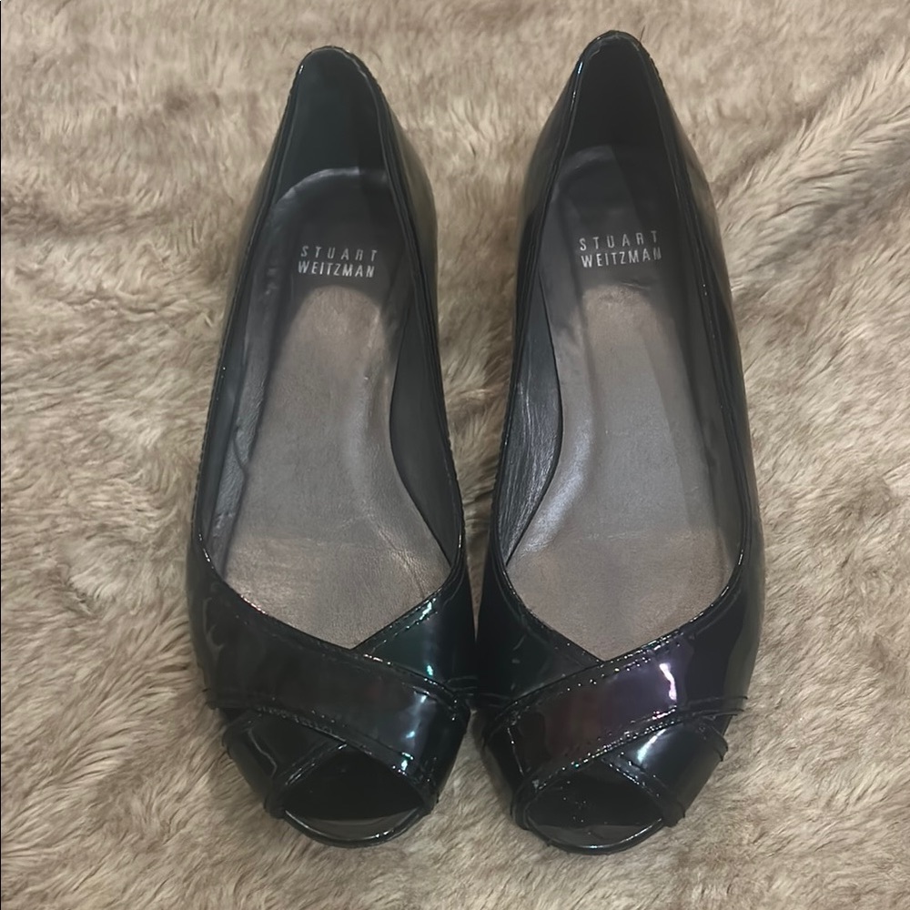 Stuart Weitzman Black Peep Toe Women's Shoes